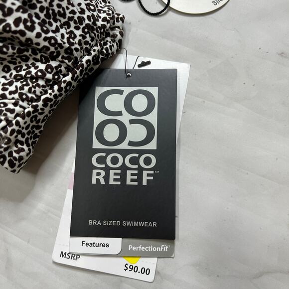 Coco Reef Underwire Bra Bikini Bandeau Top Size 32/34D Brown Animal Convertible - Picture 3 of 6